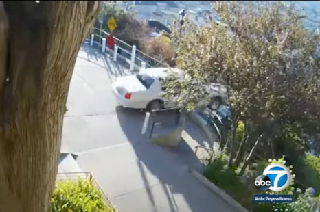 Nest cams catch car somersaulting off staircase